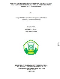 Image of PENGARUH WAKTU PENGASAPAN IKAN GABUS DENGAN SUMBER ASAP SABUT KELAPA TERHADAP JUMLAH MIKROORGANISME DAN UJI SIFAT ORGANOLEPTIK